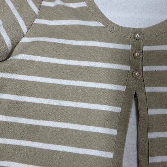 Allison Daley Women Beige White Striped Layered Look Cardigan Knit Top Sz L - Picture 4 of 7